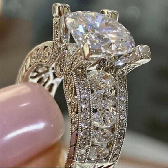 Jewelry - New 925 Silver Wedding Ring Sapphire Size 6-10